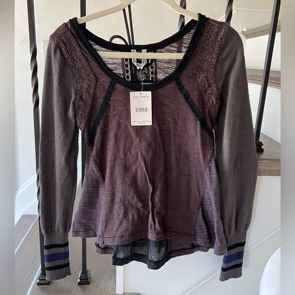 NWT Free People Purple and Black Women's Top